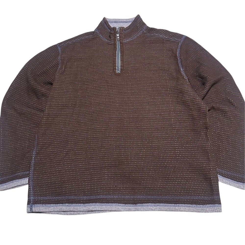 Paradise Collection Mens Large Brown 1/4 Zip Pullover Sweater Sweatshirt LG L